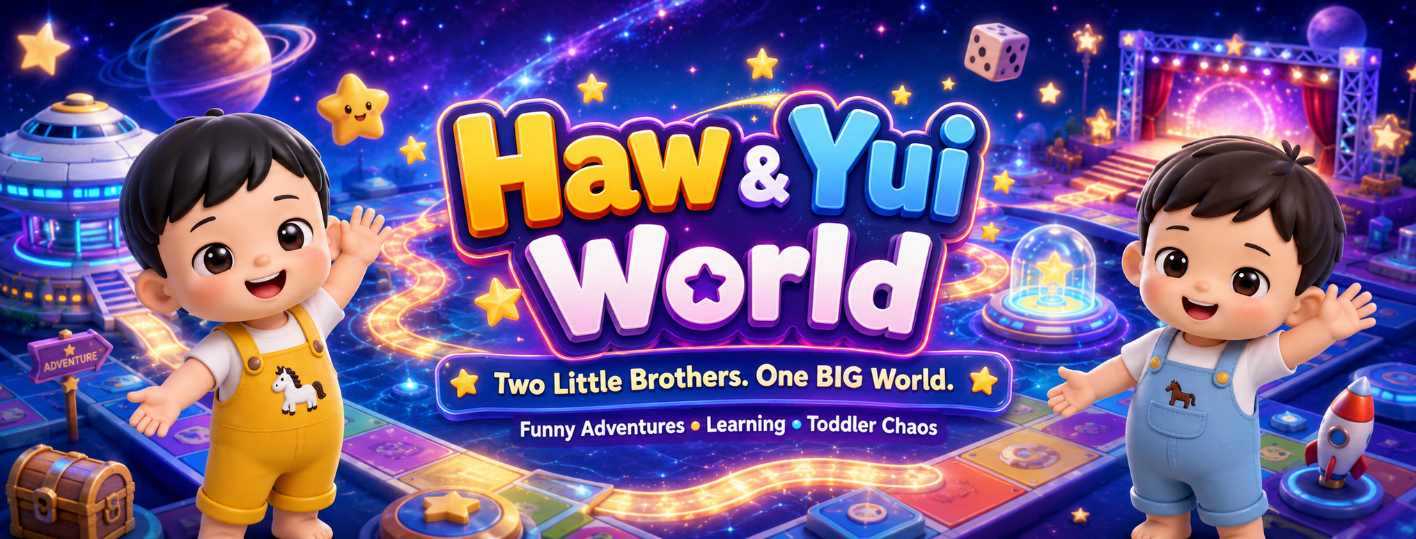 Haw and Yui welcoming families into their colorful adventure world